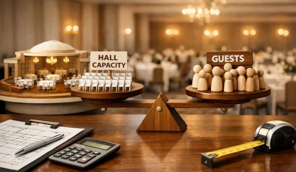 ظرفیت سنجی تالار نسبت به تعداد مهمان